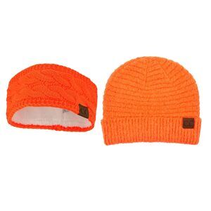 9426 2 Pack Headwrap & Boucle Beanie- Neon
